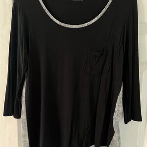 Women's long sleeve button back mixed media knit top